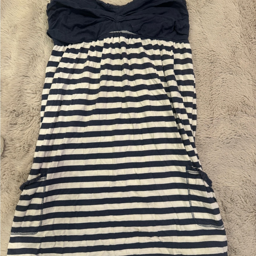 Abercrombie & Fitch Navy and White Striped Swim Coverup